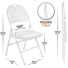 Nyxi Premium Folding Chair Faux Leather Padded (White PVC)