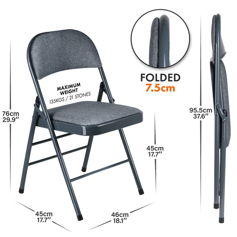 Nyxi Fabrico Folding Chair Fabric Padded (Dark Grey)