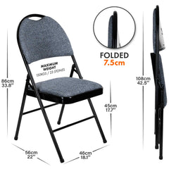 Nyxi Premium Folding Chair Fabric Padded (Blue Fabric)