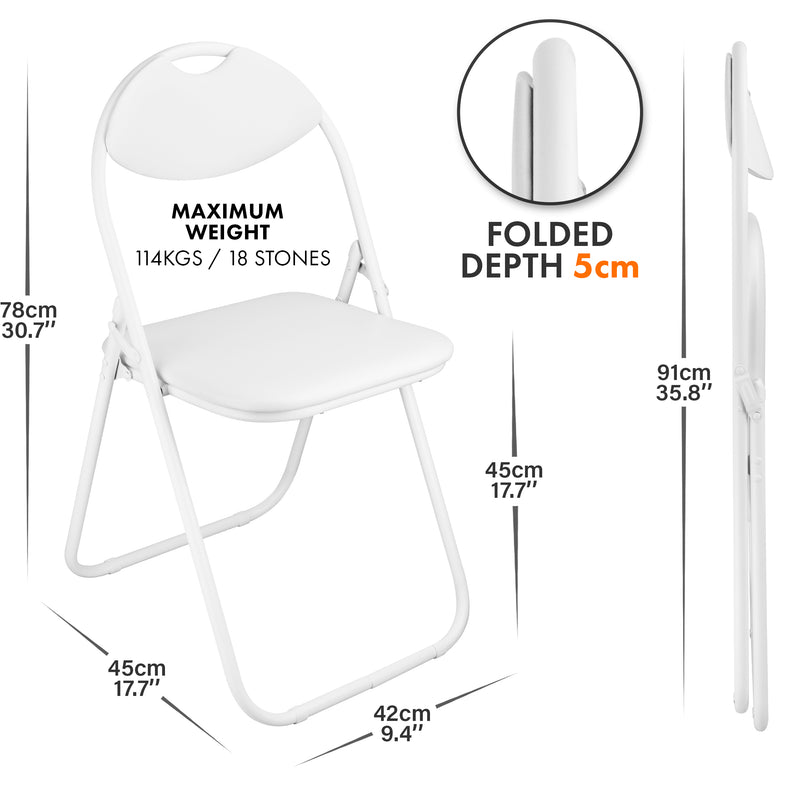 Nyxi Folding Chair Faux Leather Padded (White)
