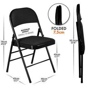 Fabrico Folding Chair Fabric Padded (Black)