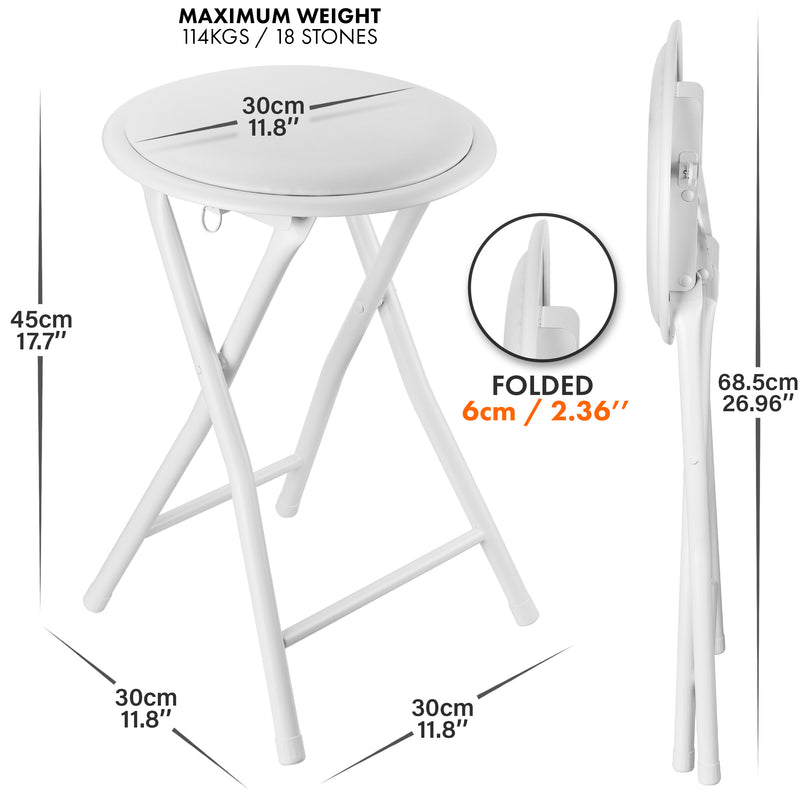 Nyxi Round Folding Stool Chair (White)