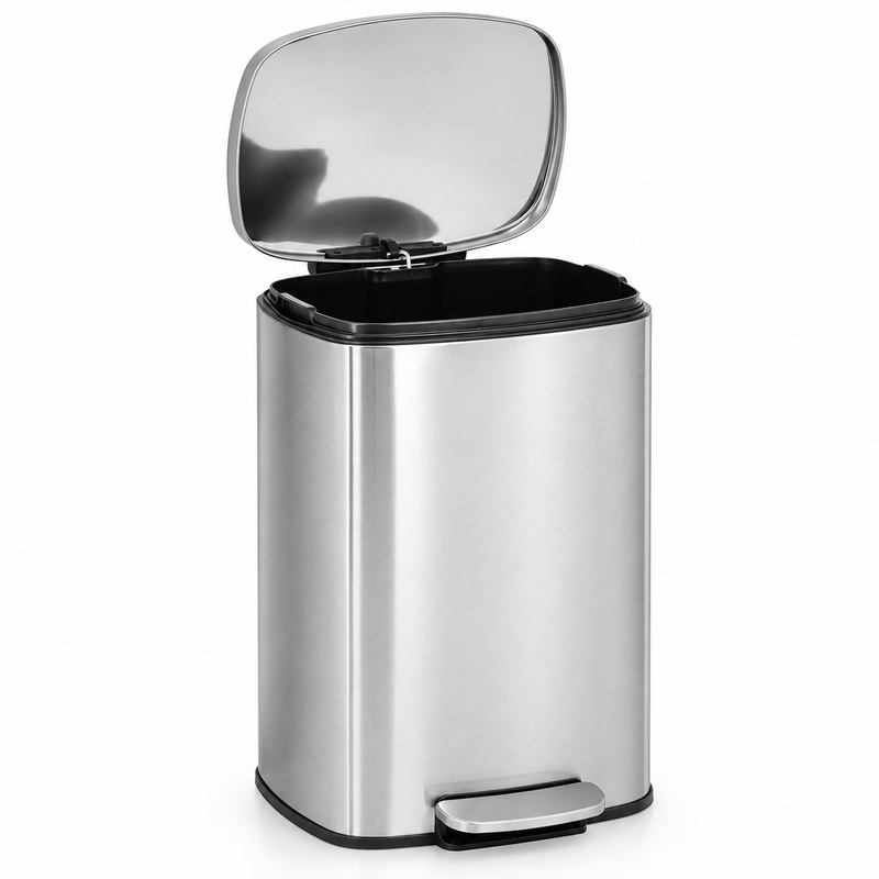 Nyxi 30L Pedal Bin Soft-Close Lid Stainless Steel Durable Design for Home & Office - Silver