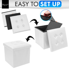 Nyxi Faux Leather Ottoman Storage Box (White) - 38 * 38 * 38cm