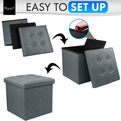 Nyxi Fabrico Ottoman Storage Box (Dark Grey) - 38 * 38 * 38cm