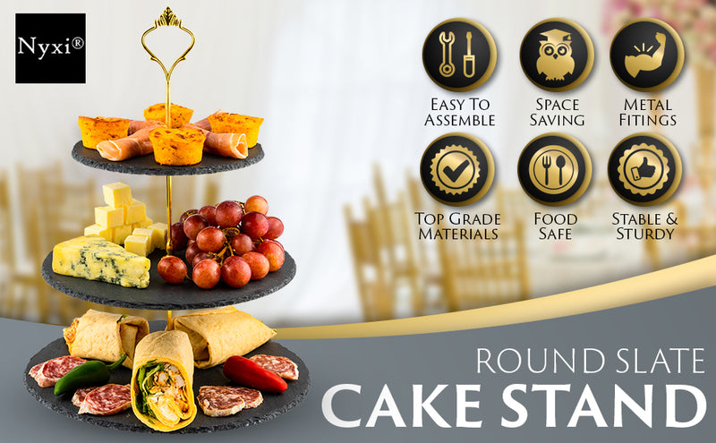 Nyxi 3 Tier Natural Slate Cake Stand