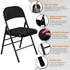 Nyxi Fabrico Folding Chair Fabric Padded (Black)