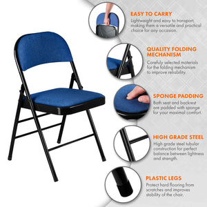 Fabrico Folding Chair Fabric Padded (Navy Blue)