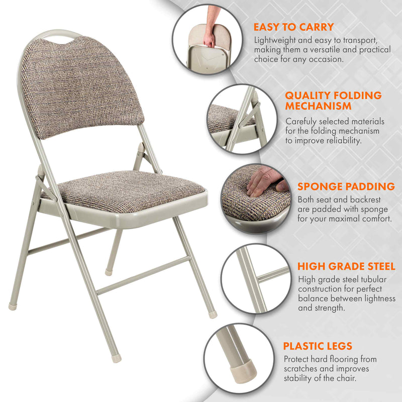Nyxi Premium Folding Chair Fabric Padded (Cream Fabric)