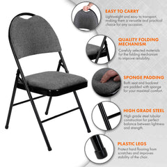 Nyxi Premium Folding Chair Fabric Padded (Grey Fabric)