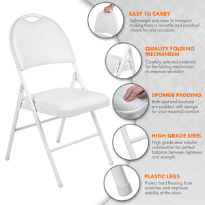 Premium Folding Chair Faux Leather Padded (White PVC)