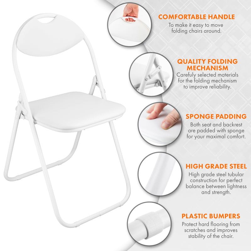 Nyxi Folding Chair Faux Leather Padded (White)