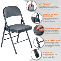 Nyxi Fabrico Folding Chair Fabric Padded (Dark Grey)