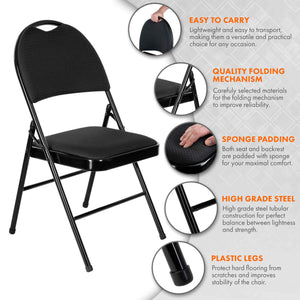 Premium Folding Chair Fabric Padded (Black Woven)