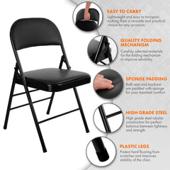 Nyxi Folding Chair Faux Leather Padded (Black PVC)