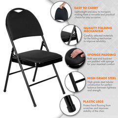 Nyxi Premium Folding Chair Faux Leather Padded (Black PVC)