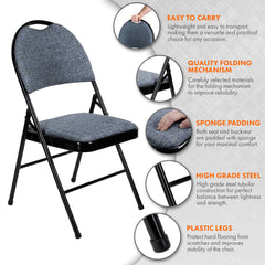 Nyxi Premium Folding Chair Fabric Padded (Blue Fabric)