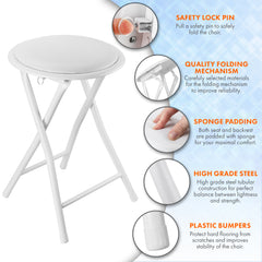 Nyxi Round Folding Stool Chair (White)