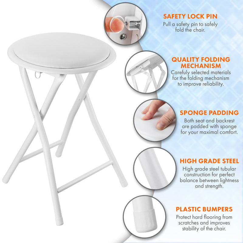Nyxi Round Folding Stool Chair (White)