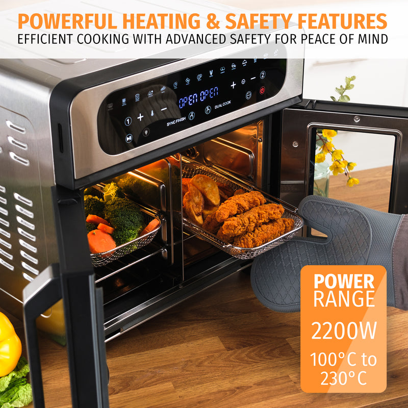 Nyxi Air Fryer Oven 20L with Dual French Glass Doors Digital Control 13 Cooking Modes