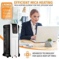 Nyxi Cylindrical Mica Electric Heater 2200W 360° Surround Heating with Remote Control