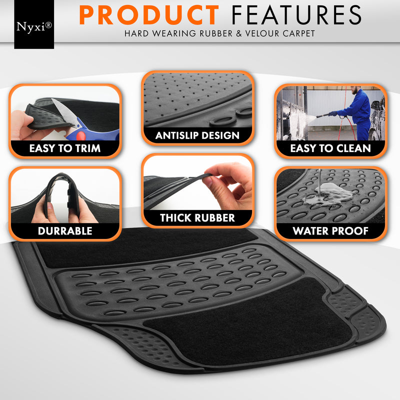 Nyxi Universal Flex Rubber Car Mat (4 Piece)