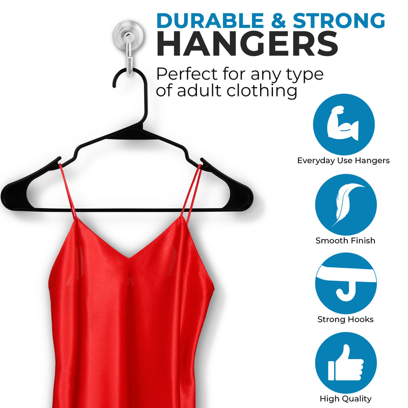 Nyxi Heavy Duty Plastic Coat Hangers (Black)