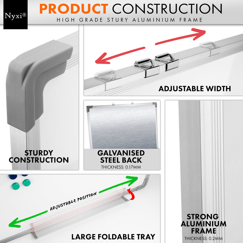 Nyxi Whiteboard 50cm X 40cm with 6 X Markers 10 Magnets 1 X Duster
