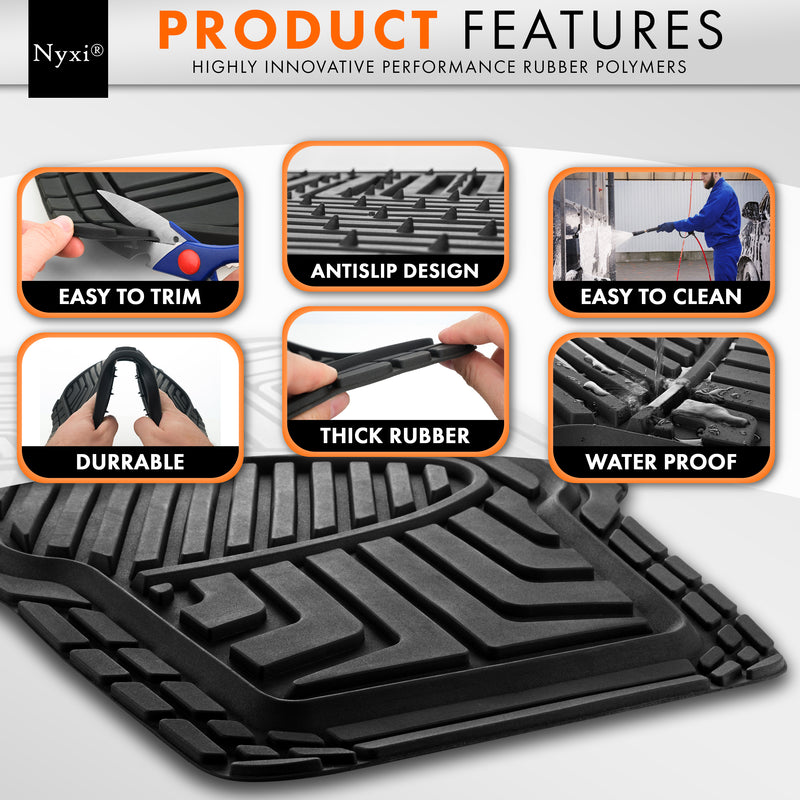 Nyxi Universal Heavy Duty Rubber Car mat (4 Piece)
