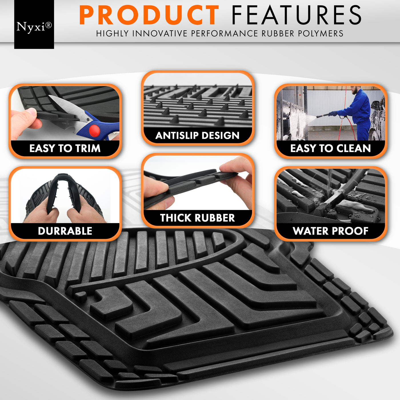 Nyxi Universal Heavy Duty Rubber Car mat (4 Piece) – Nyxi | Your ...