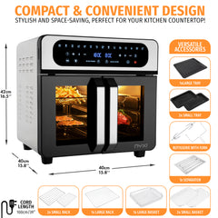 Nyxi Air Fryer Oven 20L with Dual French Glass Doors Digital Control 13 Cooking Modes
