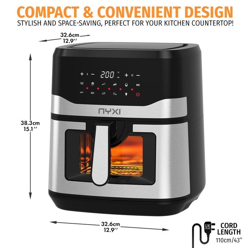 Nyxi Air Fryer 9.2L with Digital Display 9 Preset Cooking Modes Single Basket