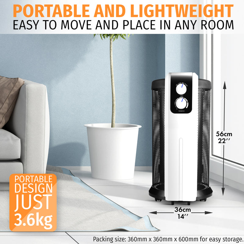Nyxi Cylindrical Mica Electric Heater 2200W 360° Surround Heating 3 Heat Settings