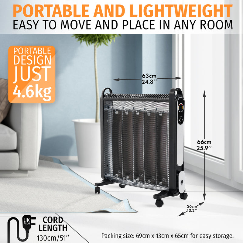 Nyxi Mica Oil Free Panel Heater Electric 2000W with Remote Control 2 Heat Settings