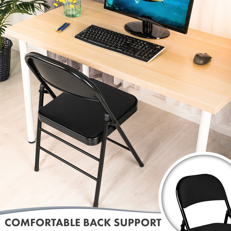 Nyxi Folding Chair Faux Leather Padded (Black PVC)