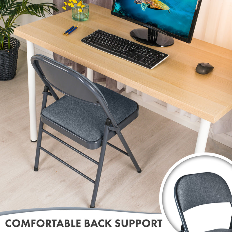 Nyxi Fabrico Folding Chair Fabric Padded (Dark Grey)