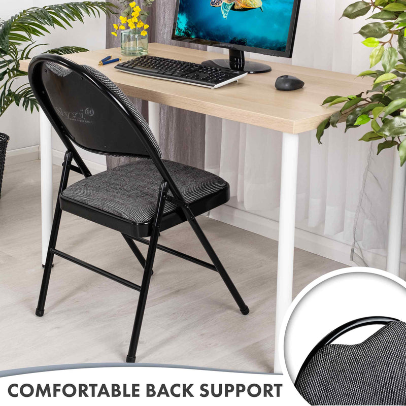 Nyxi Premium Folding Chair Fabric Padded (Grey Fabric)