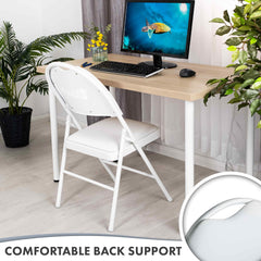 Nyxi Premium Folding Chair Faux Leather Padded (White PVC)