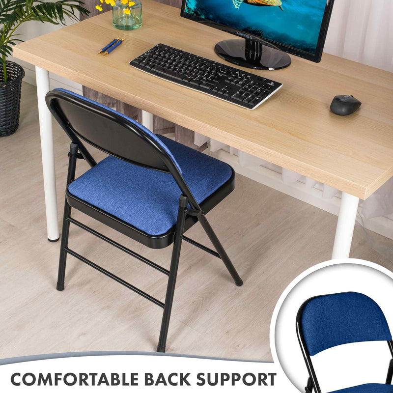 Nyxi Fabrico Folding Chair Fabric Padded (Navy Blue)