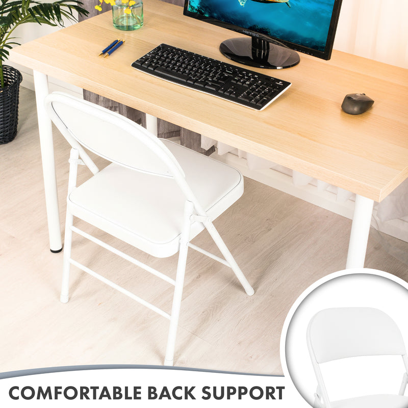 Nyxi Folding Chair Faux Leather Padded (White PVC)