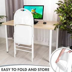 Nyxi Premium Folding Chair Faux Leather Padded (White PVC)