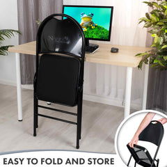 Nyxi Premium Folding Chair Faux Leather Padded (Black PVC)