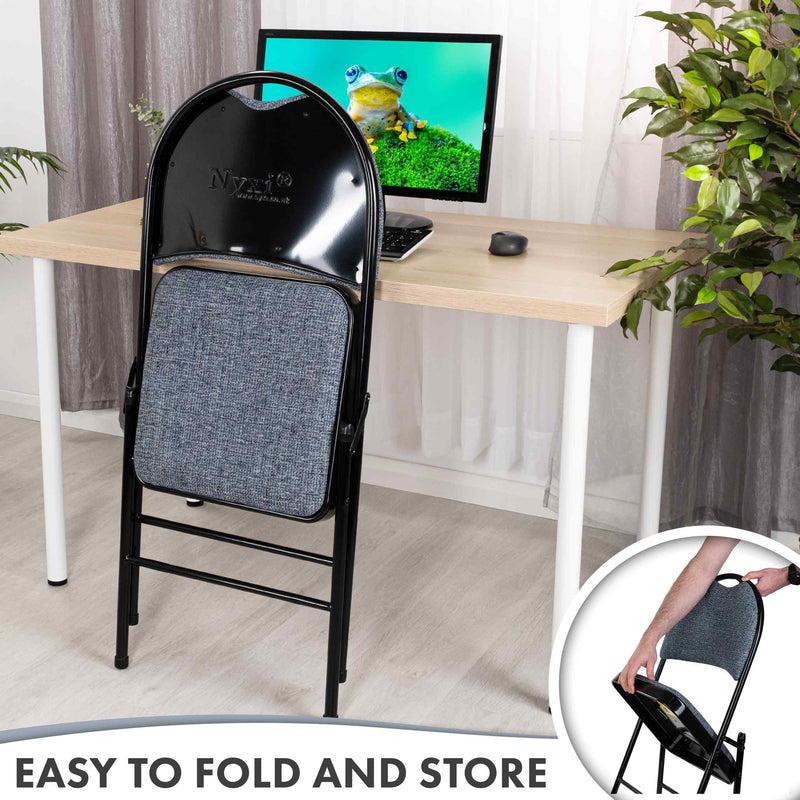 Nyxi Premium Folding Chair Fabric Padded (Blue Fabric)