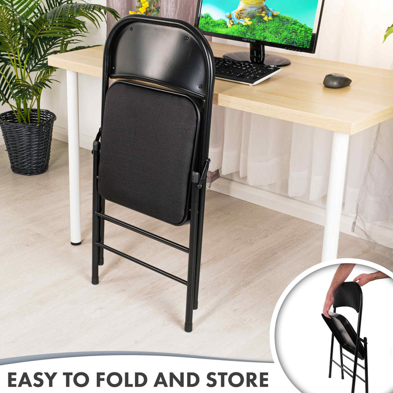 Nyxi Fabrico Folding Chair Fabric Padded (Black)