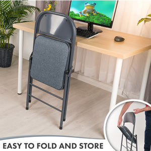 Fabrico Folding Chair Fabric Padded (Dark Grey)