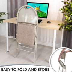 Nyxi Premium Folding Chair Fabric Padded (Cream Fabric)