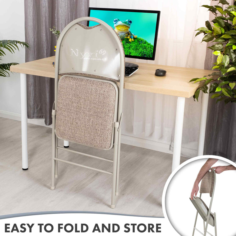 Nyxi Premium Folding Chair Fabric Padded (Cream Fabric)