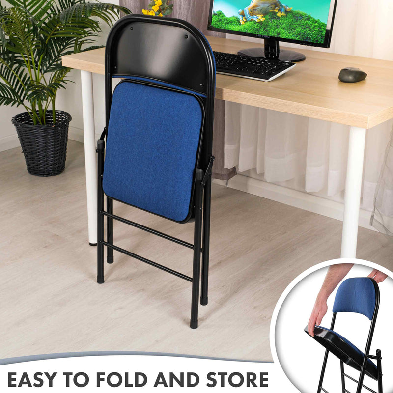 Nyxi Fabrico Folding Chair Fabric Padded (Navy Blue)