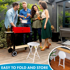 Nyxi Round Folding Stool Chair (White)