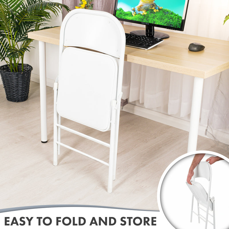 Nyxi Folding Chair Faux Leather Padded (White PVC)
